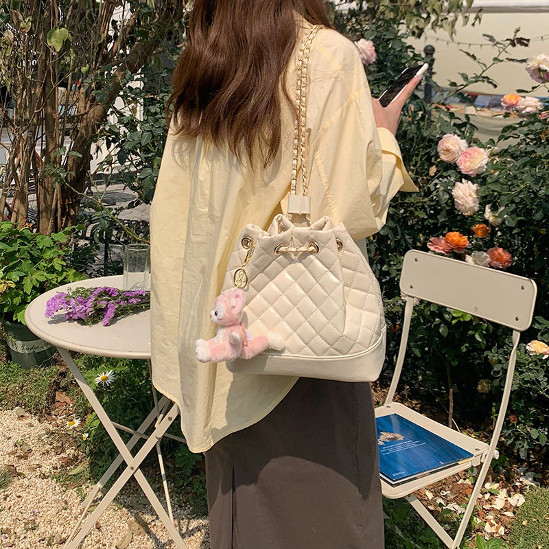 Quilted Rhombus Chain Bucket Bag — Chanel-Style Crossbody | Women