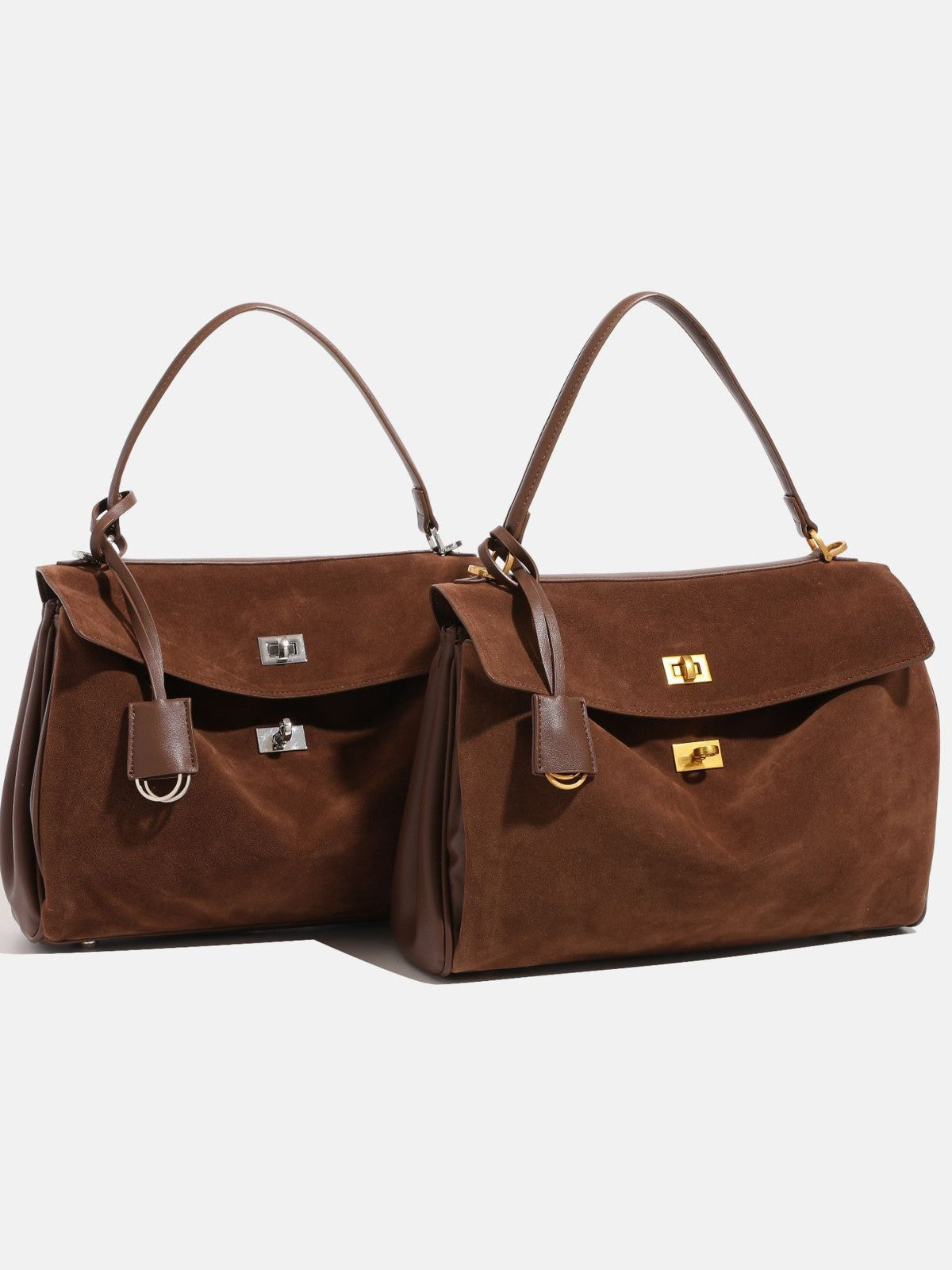 Retro Suede Kelly Bag for Women — Large Capacity Crossbody Shoulder & Work Tote