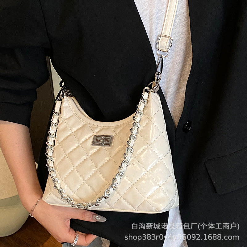 Tweed-Style Quilted Chain Crossbody Bag — 2025 Spring Fashion Small Square Bag | Women