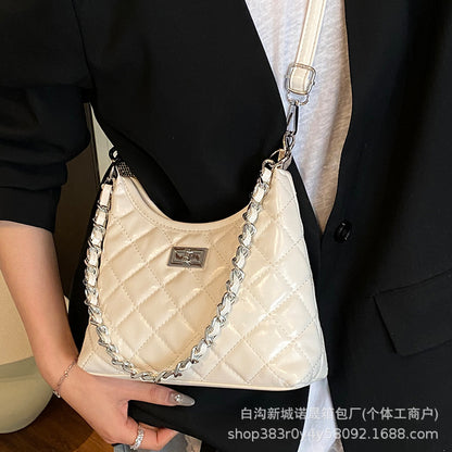 Tweed-Style Quilted Chain Crossbody Bag — 2025 Spring Fashion Small Square Bag | Women