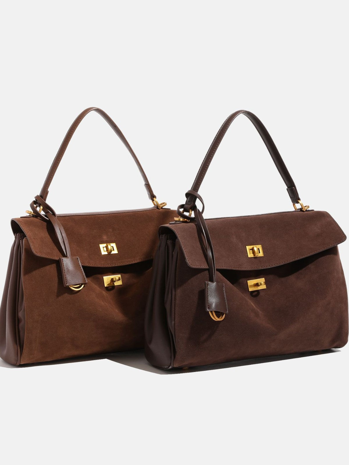 Retro Suede Kelly Bag for Women — Large Capacity Crossbody Shoulder & Work Tote