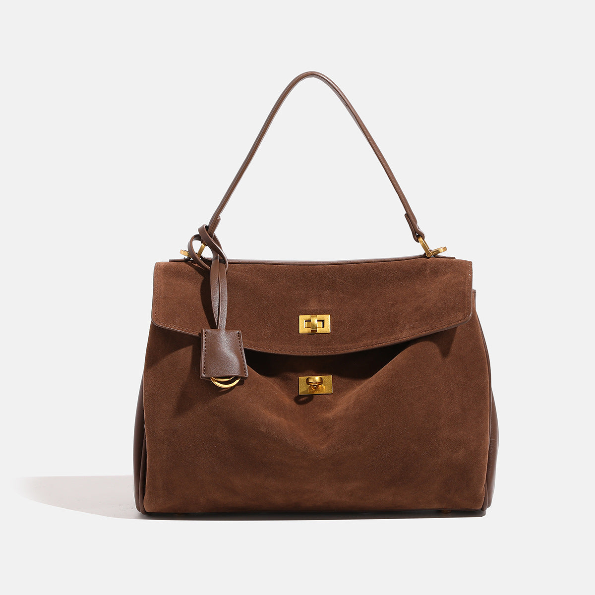 Retro Suede Kelly Bag for Women — Large Capacity Crossbody Shoulder & Work Tote