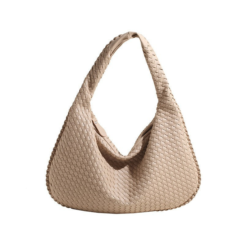 Woven Dumpling Shoulder Bag for Women — Large Capacity European Fashion Tote