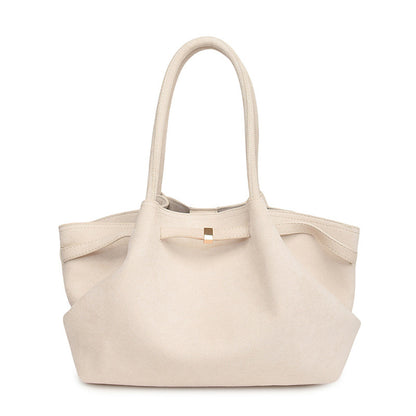Retro Suede Frosted Tote Bag for Women — Versatile Shell Shoulder & Basket Handbag