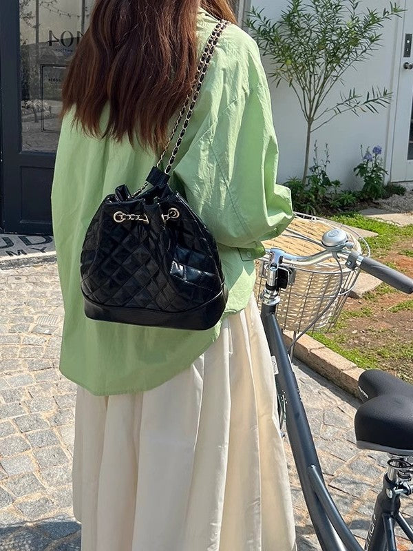 Quilted Rhombus Chain Bucket Bag — Chanel-Style Crossbody | Women