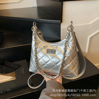 Tweed-Style Quilted Chain Crossbody Bag — 2025 Spring Fashion Small Square Bag | Women