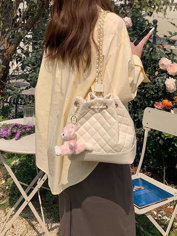 Quilted Rhombus Chain Bucket Bag — Chanel-Style Crossbody | Women
