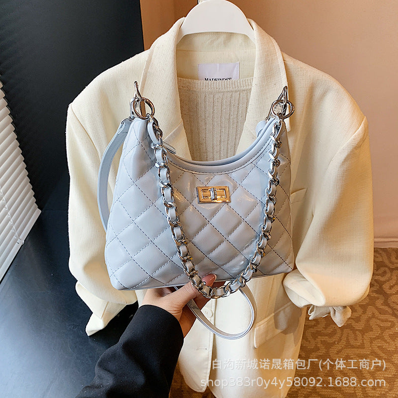 Tweed-Style Quilted Chain Crossbody Bag — 2025 Spring Fashion Small Square Bag | Women