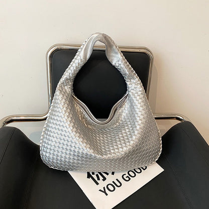 Woven Dumpling Shoulder Bag for Women — Large Capacity European Fashion Tote
