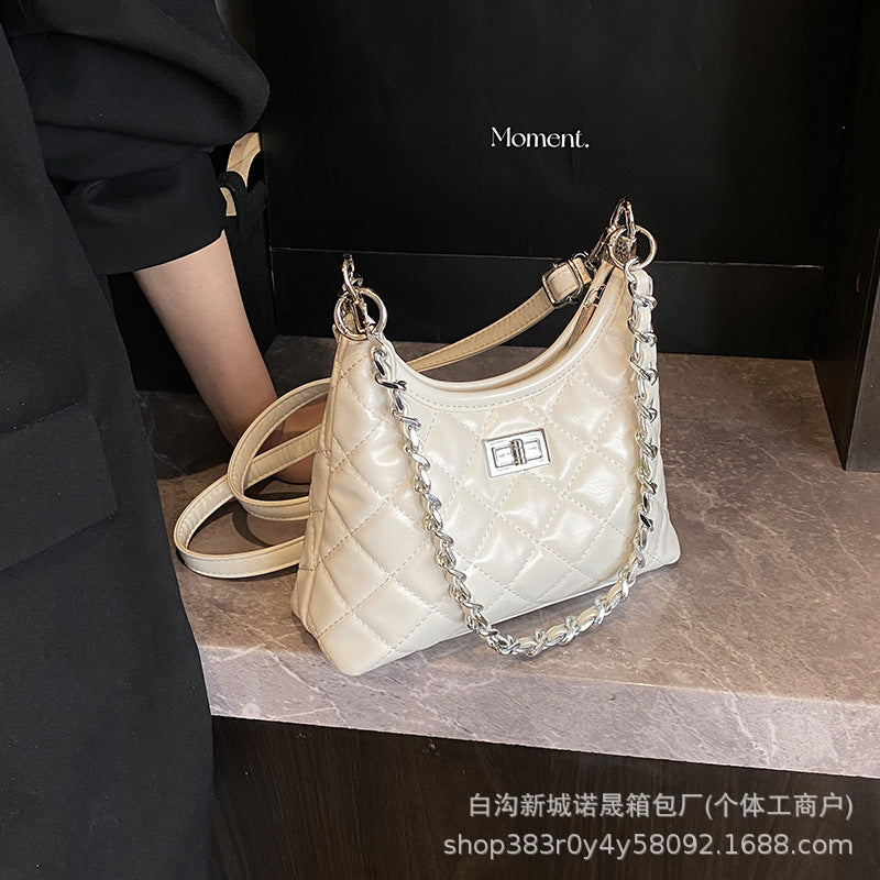 Tweed-Style Quilted Chain Crossbody Bag — 2025 Spring Fashion Small Square Bag | Women