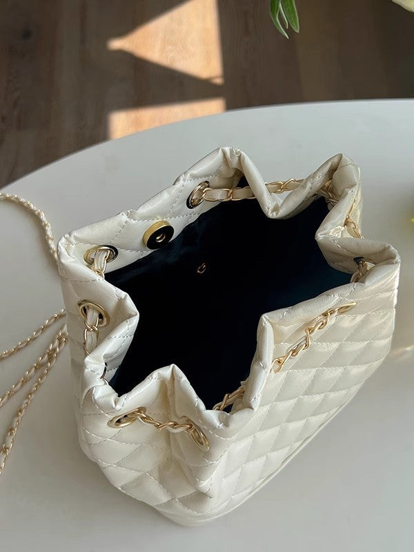 Quilted Rhombus Chain Bucket Bag — Chanel-Style Crossbody | Women