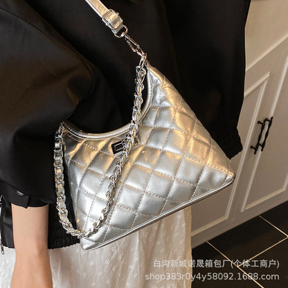 Tweed-Style Quilted Chain Crossbody Bag — 2025 Spring Fashion Small Square Bag | Women