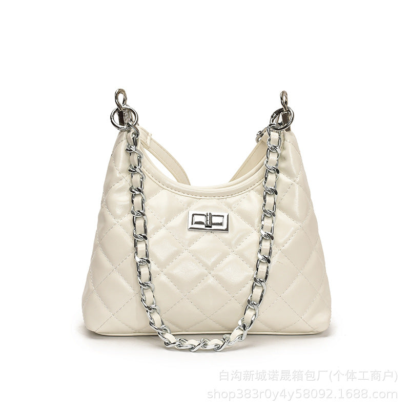 Tweed-Style Quilted Chain Crossbody Bag — 2025 Spring Fashion Small Square Bag | Women