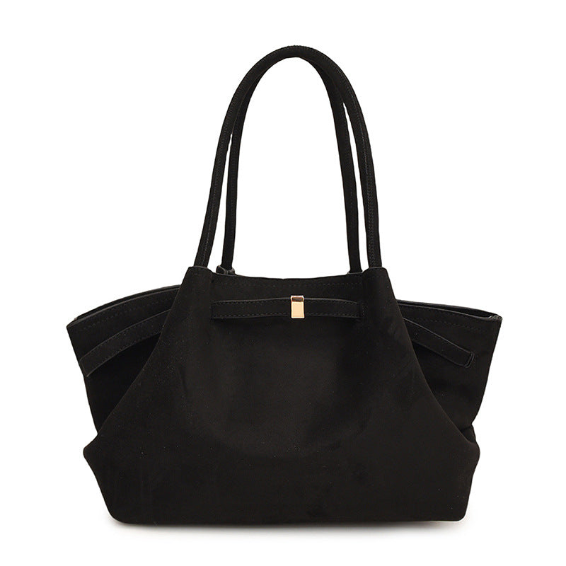Retro Suede Frosted Tote Bag for Women — Versatile Shell Shoulder & Basket Handbag