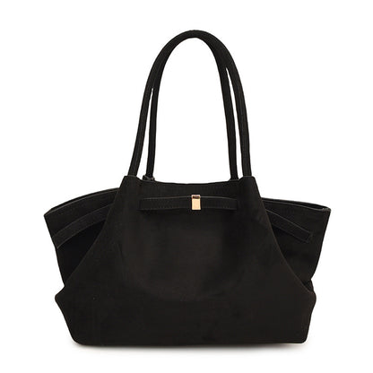 Retro Suede Frosted Tote Bag for Women — Versatile Shell Shoulder & Basket Handbag