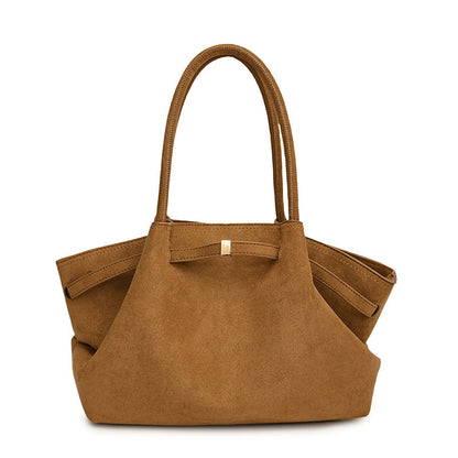 Retro Suede Frosted Tote Bag for Women — Versatile Shell Shoulder & Basket Handbag
