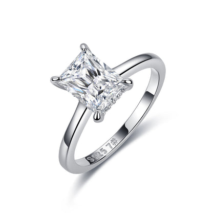 925 Sterling Silver Princess Cut Moissanite Solitaire Engagement Ring For Women