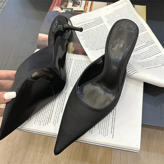 Women's Pointed Toe Mule Slippers - Low Heel Slide Pumps