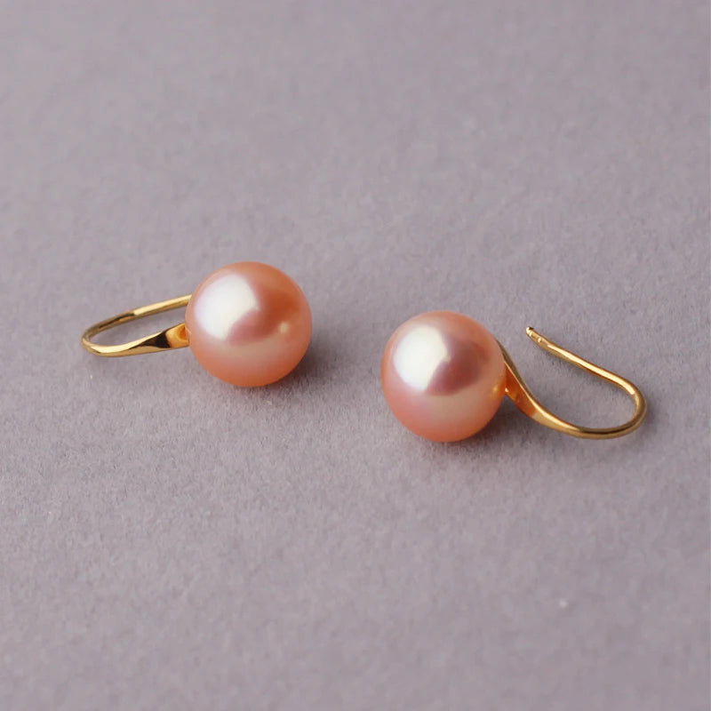 Fashion Natural Freshwater Black Pearl Earrings For Women Sterling Silver Gold Plated Earrings Wedding