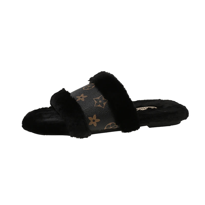 Women's Furry Flip Flop Slippers - Plush Summer Party Slides