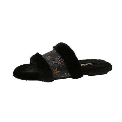 Women's Furry Flip Flop Slippers - Plush Summer Party Slides
