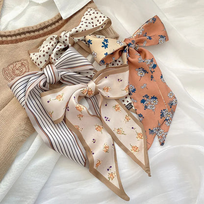 4pcs Silk Feel Skinny Silk Scarf Hair Band Women Spring Hair Bandana Foulard Ribbon Scarves Hair Accessories