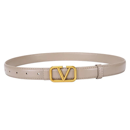 2025 New Women's Light Luxury Leather Belt Smooth Buckle Retro Versatile Design Fashion Trendy Decoration for Jeans