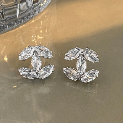 Fashion Advanced Sense Shiny Letter Zircon Earrings For Women Accessories Jewelry Gifts for Girls