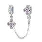 925 Sterling Silver Heart, Infinity & Triple Jewel Safety Chain Charm | Fits Pandora & Most Bracelets