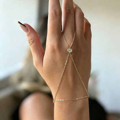 Luxury Zircon Chain Bracelet for Women — Gold & Silver Geometric Hand Jewelry