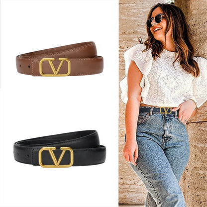 Women's fashionable sports belt, simple metal buckle belt, black suit and jeans clothing accessories