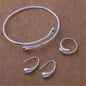 925 Silver Plated Crystal Heart Jewelry Set | Necklace, Earrings, Bracelet & Ring for Women