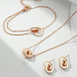 Fashion Roman Digital Double Ring Pendant Necklace Bracelet Earrings Set - Korean Style Jewelry for Women