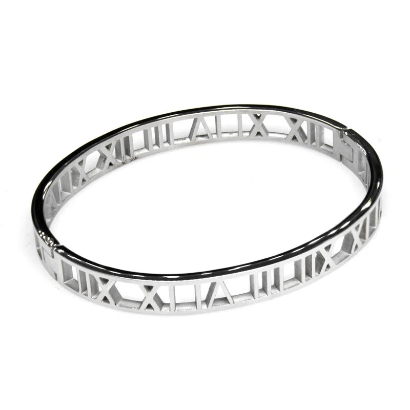 Luxury Roman Bracelet - Stainless Steel Cuff for Women & Couples