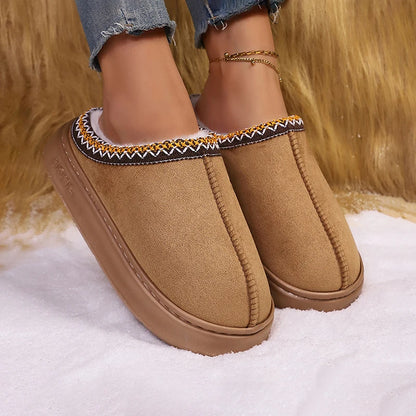 Women's Fuzzy Fur Platform Slippers - Luxury Designer Winter Slides