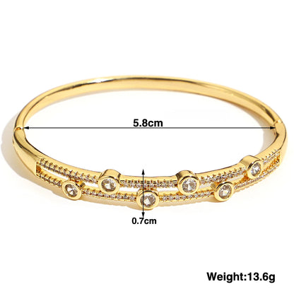 Greatera Trendy Gold Plated 316L Stainless Steel Bangles Bracelets for Women Delicate Cubic Zirconia Bracelet Party Jewelry 2024