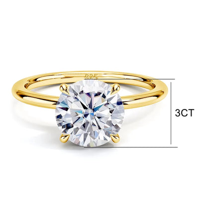 Solitaire Ring - 925 Sterling Silver Rose Gold, Moissanite or Zirconia, 1ct 2ct 3ct 5ct