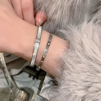 Silver Color Stainless Steel Bangle Bracelet for Women Girls Waterproof Fashion Jewelry Perfect Mother's Day Gift