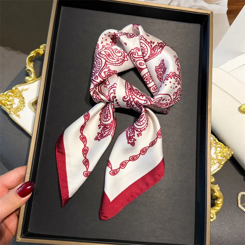 Scarf Square For Women Satin Bandanna Print Bag Scarves Head Band Fashion Lady Hair Shawl Wrap Female Neckerchief Hijab