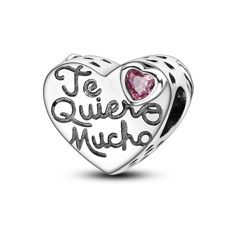 925 Sterling Silver Tree of Life, Peach Heart & Sweet Love Charm Bead | Fits Bracelets & Necklaces
