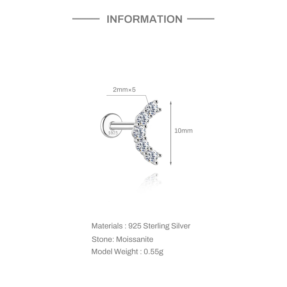 Moissanite Stud Earrings - 925 Sterling Silver, 0.03-1.2ct, D Color, GDTC Certified
