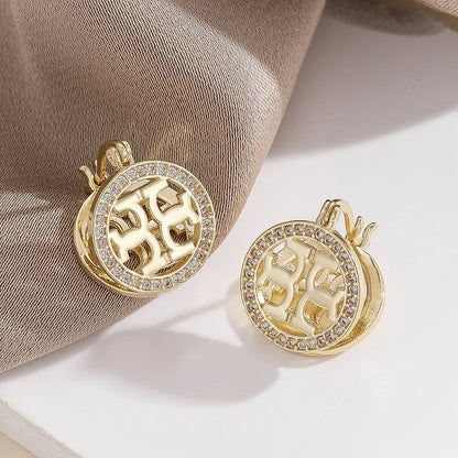 Rhinestone Earrings for Women Gold Silver Round Hollow Geometric Dangle Earrings Wedding Party Daily Wear Fashion Jewelry Gift