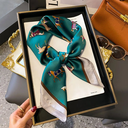 Luxury Silk Shawl Square Scarf for Women Satin Fashion Wraps Neckerchief Female Hair Bands Ribbon Headband Bandana 70X70CM