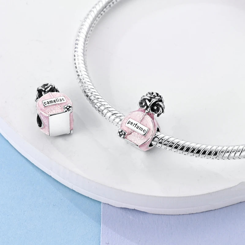 925 Sterling Silver Pink Pendant Charm Bead | Fits Pandora Bracelets & Necklaces | DIY Fine Jewelry