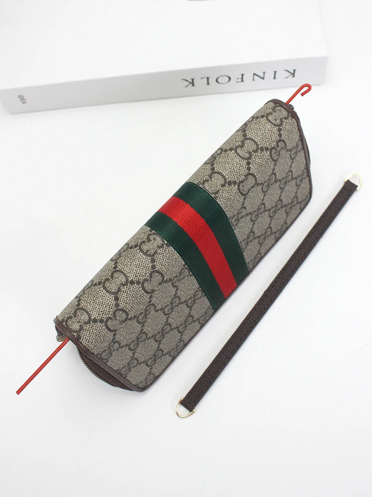 Long Zipper Wallet Chain Accory Handbag Strap DIY Coffee Leather Strip Single oulder Crossbody Bag Chain Replacement