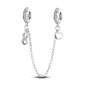 925 Sterling Silver Heart, Infinity & Triple Jewel Safety Chain Charm | Fits Pandora & Most Bracelets