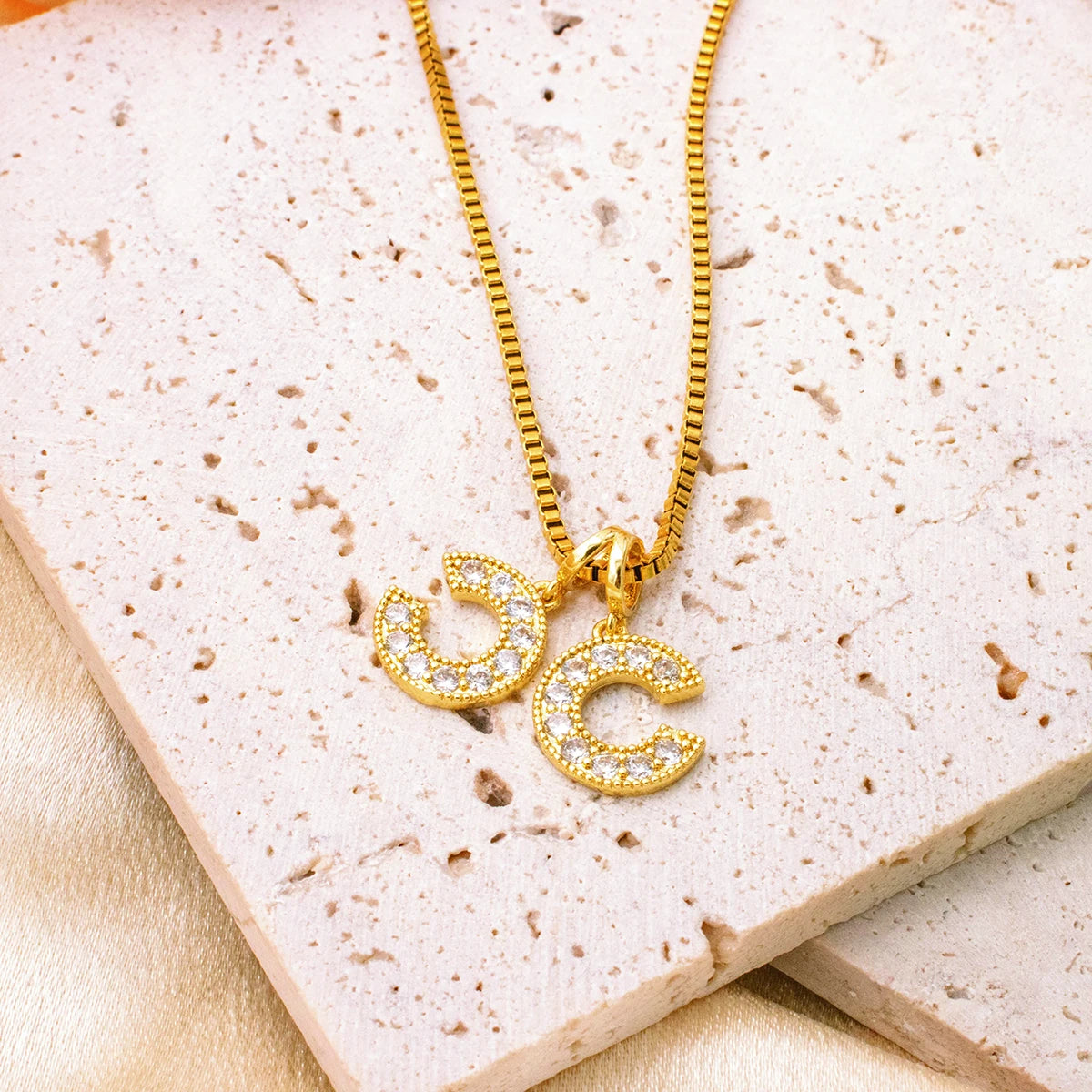 Gold Letter C Pendant Necklace for Women | Stainless Steel