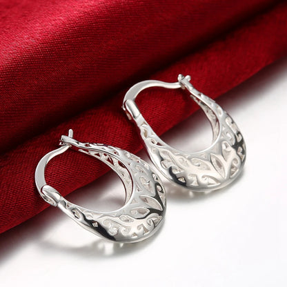 New Sterling Silver Earrings for Women high quality Jewelry Hollow Carved Christmas Gifts Trendsetter