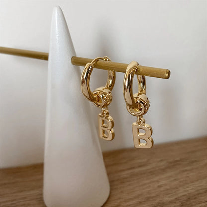 Hip Hop B Letter Earrings Charms for Women Personality Fashion Small Metal Buckle Stainless Steel Jewelry Gift