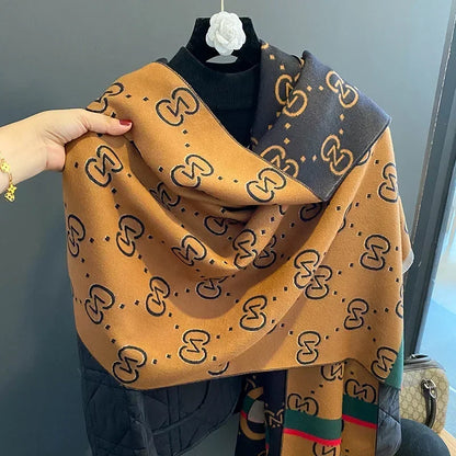 Luxury Designer Cashmere Scarf - Warm Winter Pashmina Shawl Blanket Wrap